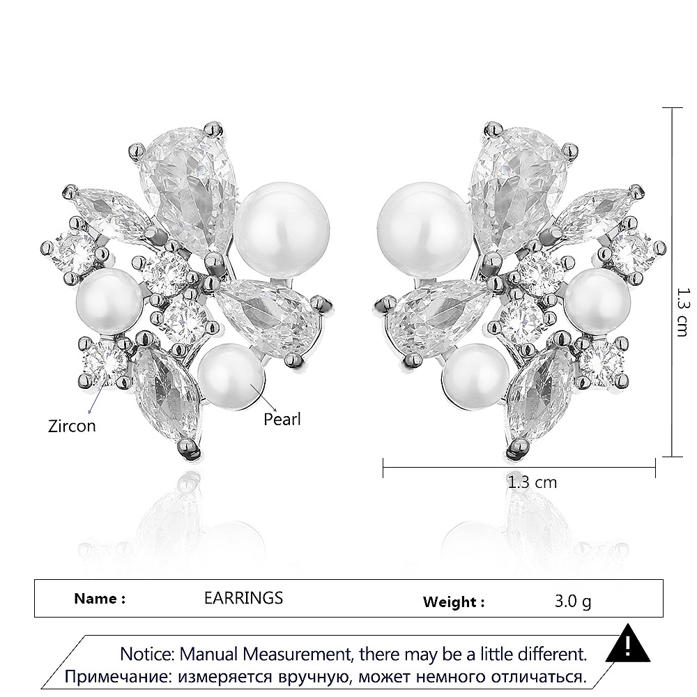 Freshwater Pearl Zircon Earrings Drop-shaped