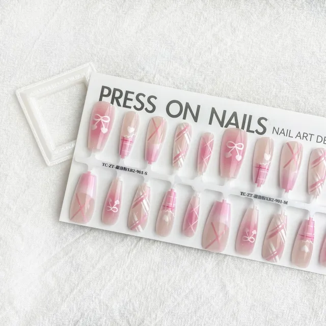 Dopamine Sweet Cool Butterfly Dark French Fake Nail Tip Sweet Pink - Shop at LoveMi