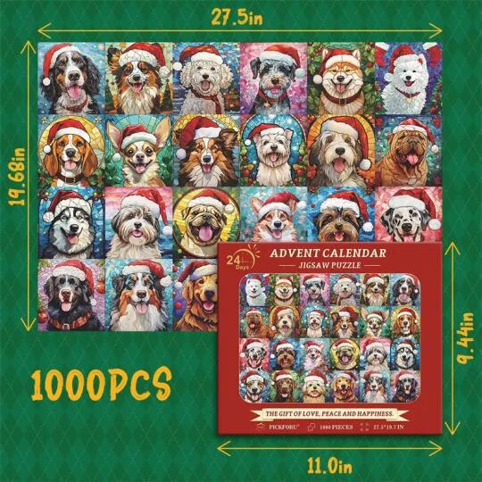 Merry christmas advent calendar puzzle (dog puzzle)