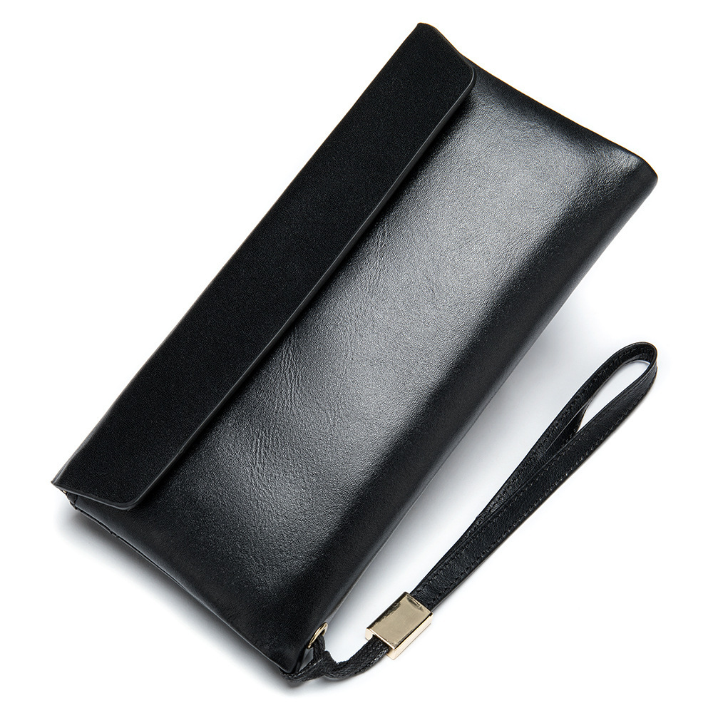 Retro Large Capacity Multiple Card Slots Long Genuine Leather Wallet Black - Shop at LoveMi
