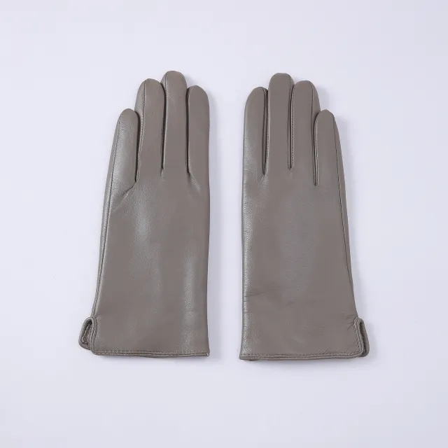 Womens Solid Color Fleece Lined Thermal Leather Gloves Gray - Shop at LoveMi
