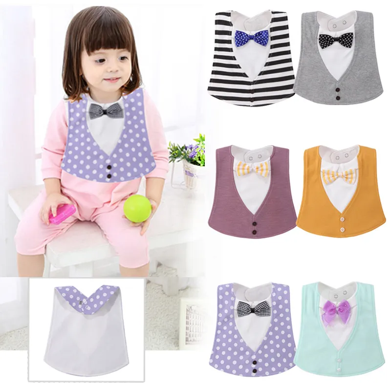 Baby Adjustable Three-dimensional Bow Tie Four-layer Waterproof Saliva Towel
