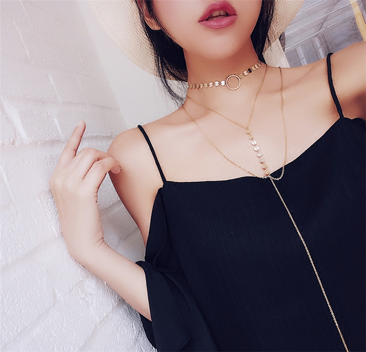 Title 2, Star sequins clavicle neck chain metal chain ne...