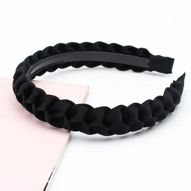New Korean Fabric Headdress Solid Color Simple Dough twist Style Plaits Headband Black - Shop at LoveMi