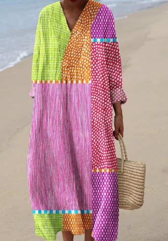 Women's Casual Floral 3D Printed Long sleeved Shirt Dress Floral - Shop at LoveMi