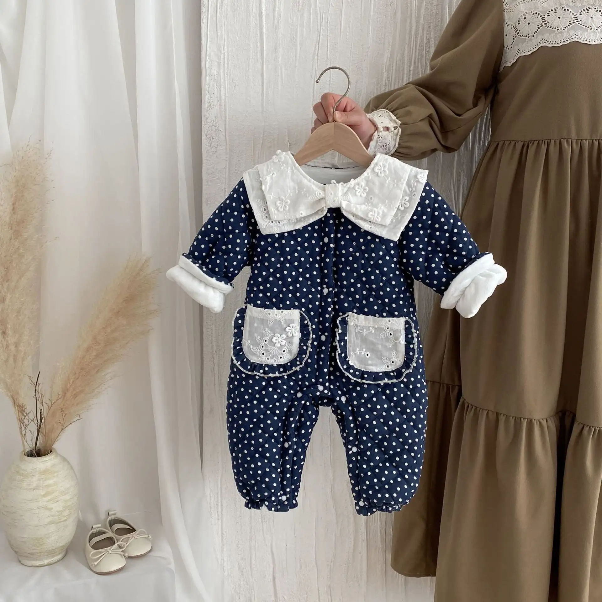 Baby Clothes Winter Cotton-padded Coat Fleece-lined One-piece Onesie