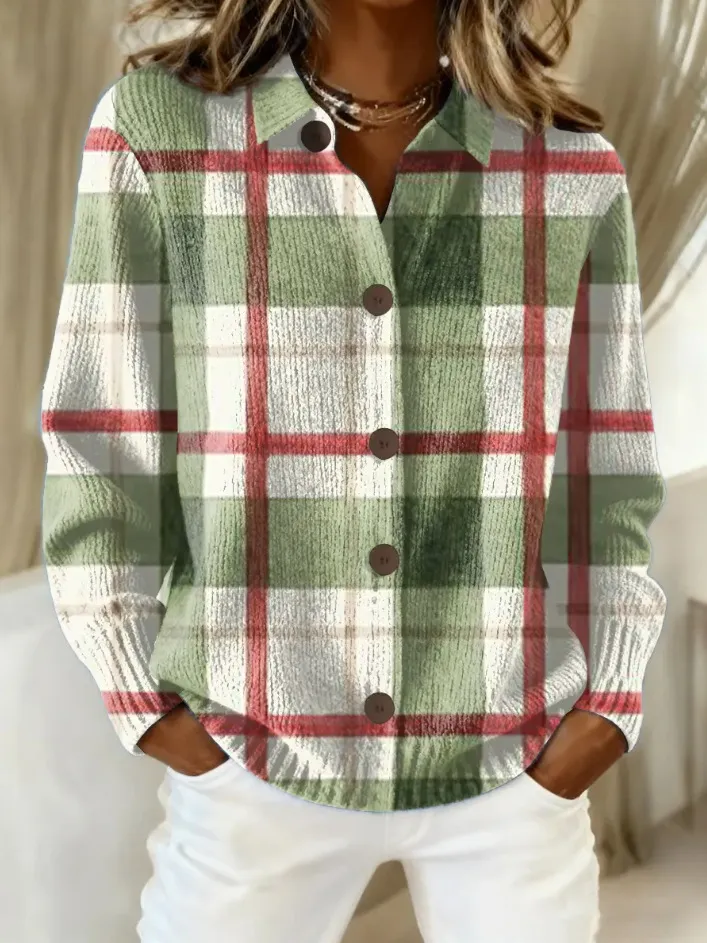 Women's Shirt Lapel Cardigan Top Solid Color - Color 32-M