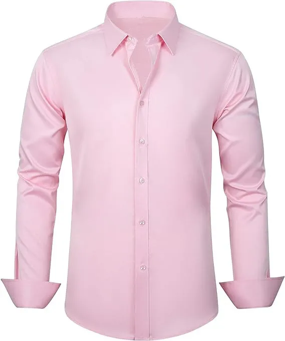 Elastic Force Non ironing Anti wrinkle Simple Business Thin Shirt Pink Ka1 - Shop at LoveMi