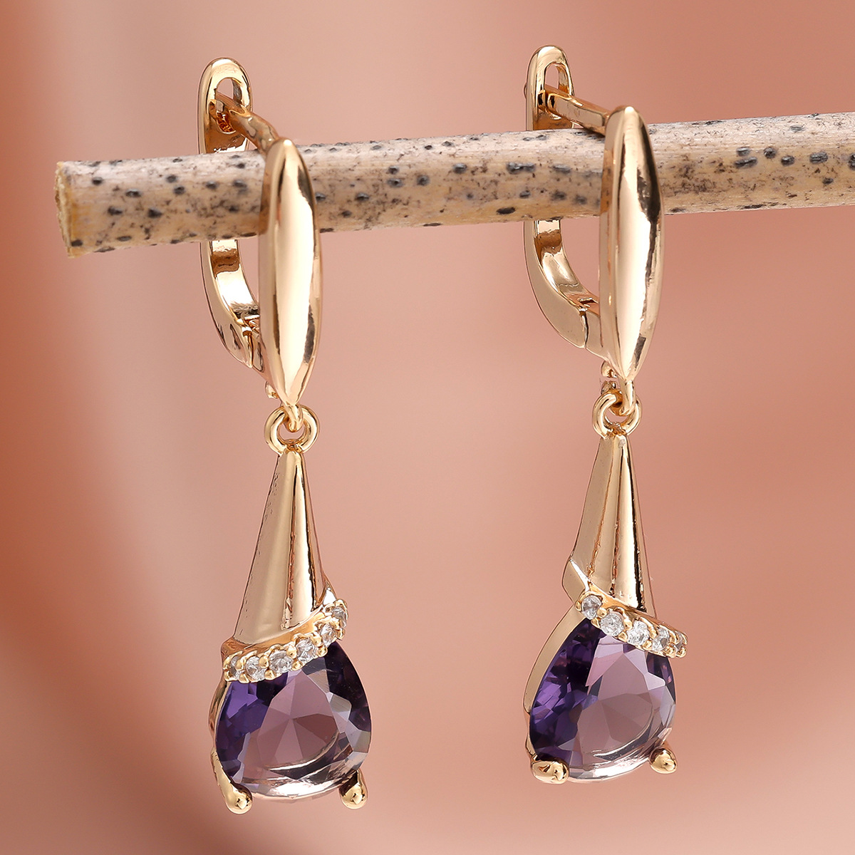 Violette Twisted Zircon Teardrop Earrings 3