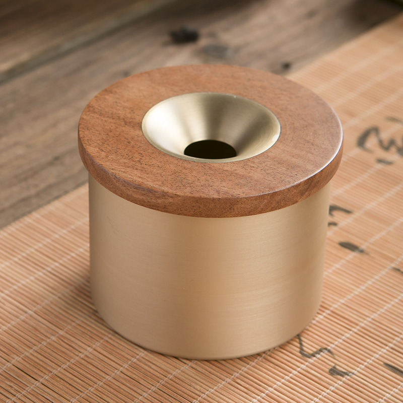 Creative Retro Brass Ashtray Living Room Home Pure Brass Rosewood Cover - Shop at LoveMi