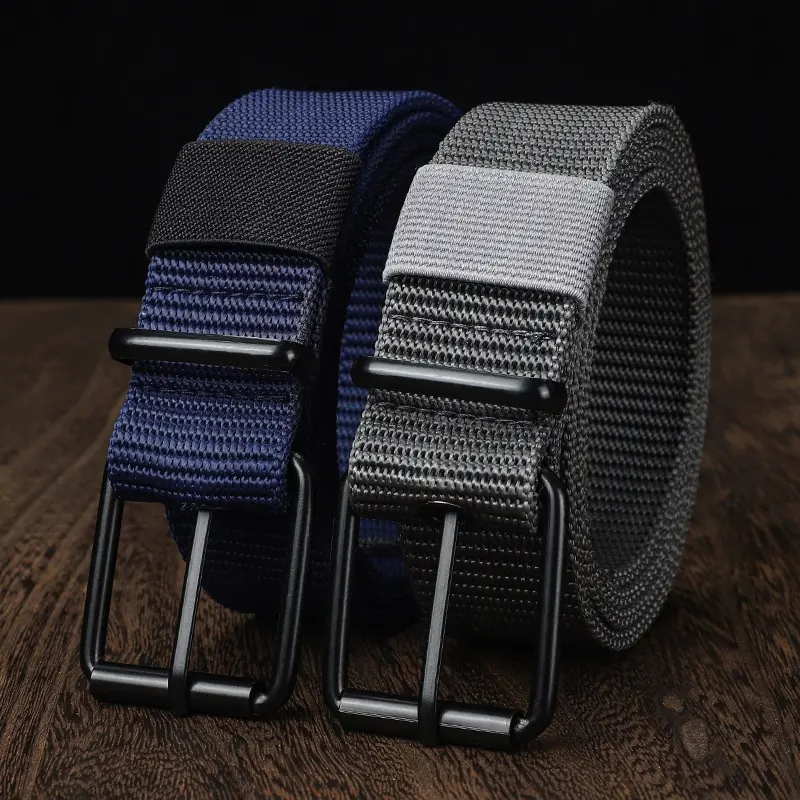 Lengthened Porous Pin Buckle Canvas Belt Men and Women