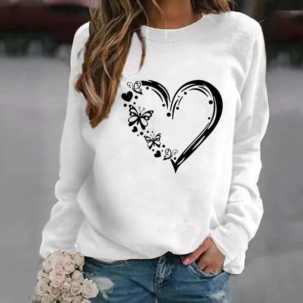 Women's Fashion Casual Loose Sweatshirt White - Shop at LoveMi