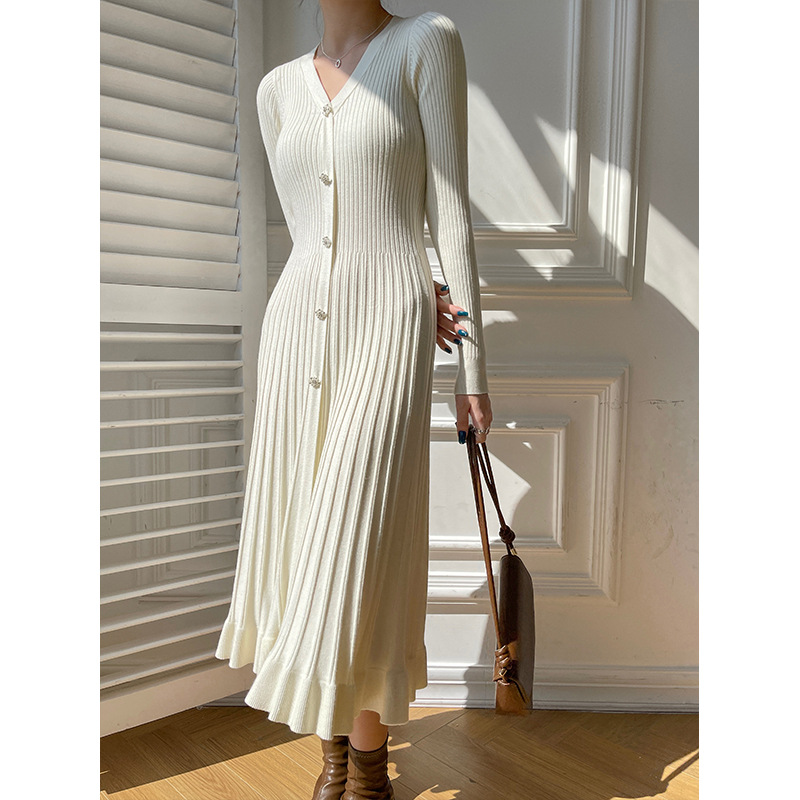 Fashionable Knitted Dress Women's Long