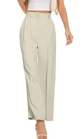 Commuter Drooping Slimming High Waist Pure Color Wide-leg Pants Casual Suit Pants