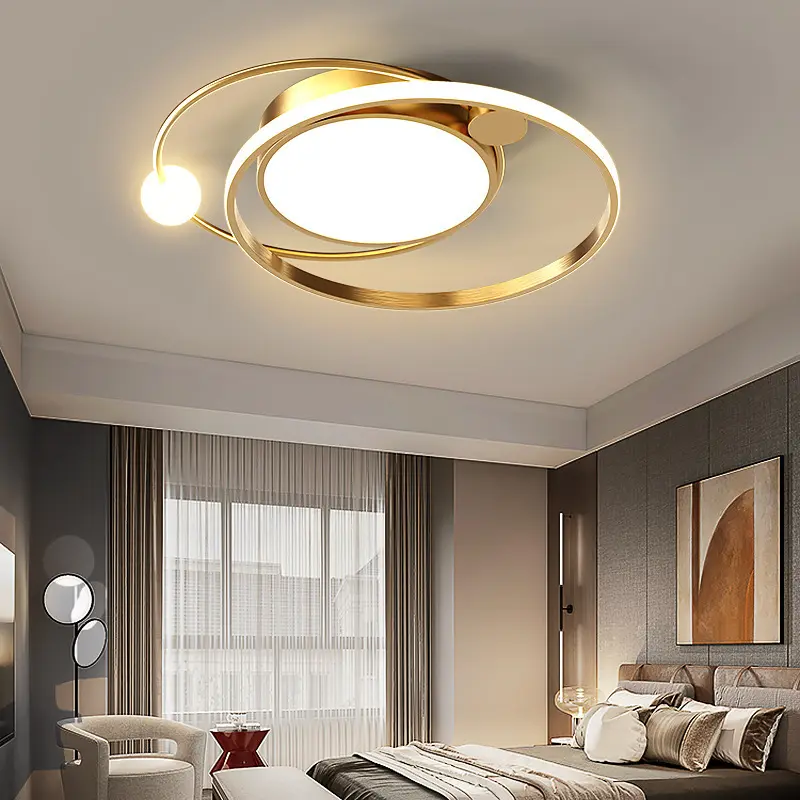 Simple And Luxurious Golden Bedroom Ceiling Lamp