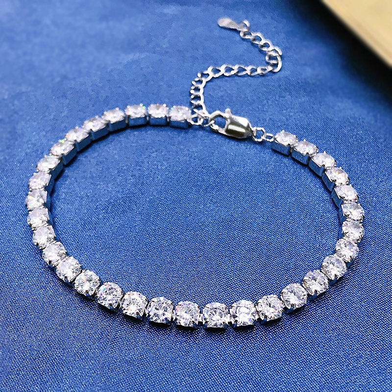 High Carbon Diamond Full Diamond Necklace NIS Simulation Diamond 4 4mm Gang Drill Chain