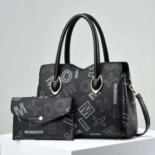 Elegant Letter Large Capacity Shoulder Crossbody Portable Tote Bag Black - Shop at LoveMi