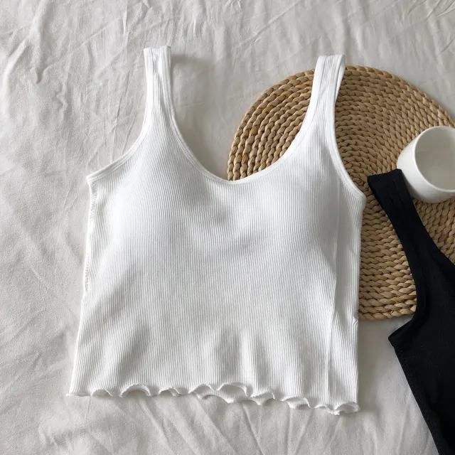 U collar Spaghetti Straps Outerwear Inner Sports Vest White - Shop at LoveMi