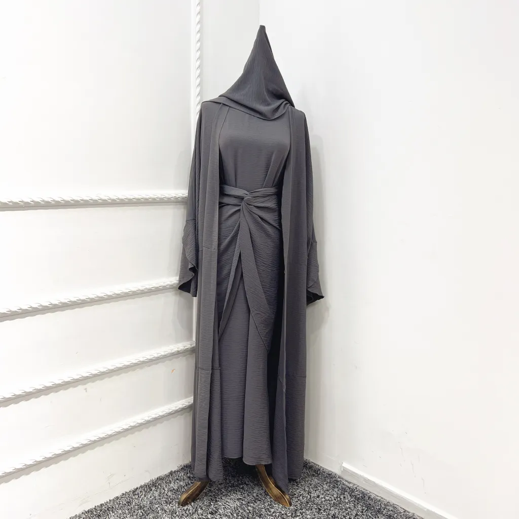 Loriya Trim Coat Inner Wear Dress Skirt Circumference Three-piece Suit - Gray Turban