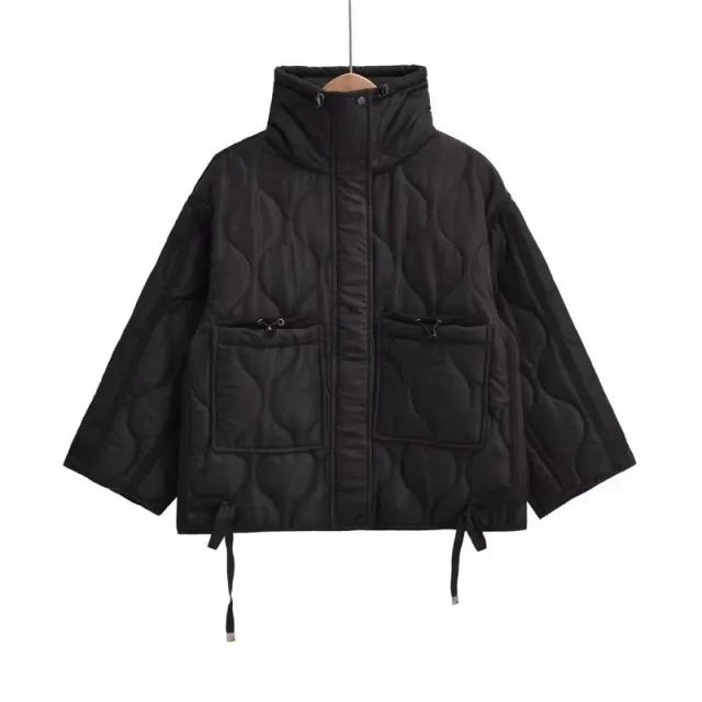 Women's Clothing Casual Stand up Collar Jacket Cotton Coat Jacket Black - Shop at LoveMi