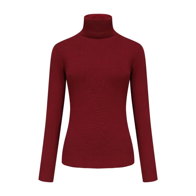 Women's Clothing High Neck Inner Wear Fashion Tops Purplish Red - Shop at LoveMi