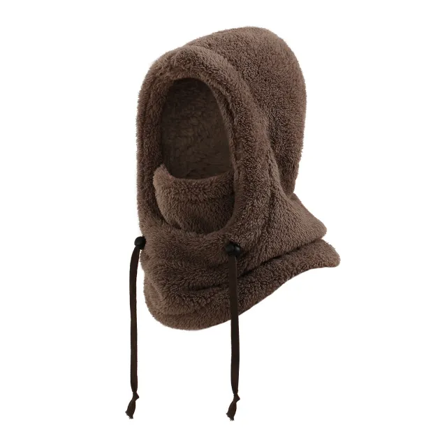 Warm Ear Protection Scarf Integrated Hat For Winter Thickened Coffee - Shop at LoveMi