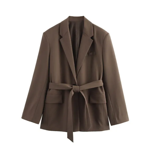 Fashionable Temperament With Belt Suit Jacket Trousers Top S - Shop at LoveMi