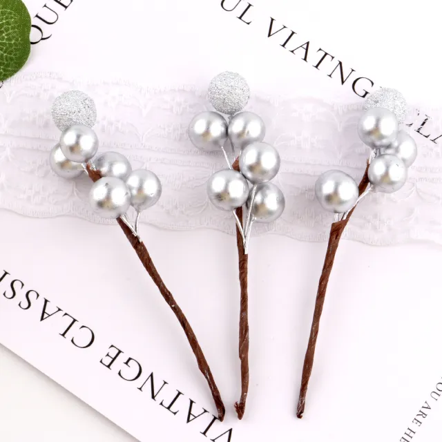Artificial Plant Foam Berry Flower Branch Wedding Gift Box Decoration Supplies Silver Plant Berry - Shop at LoveMi