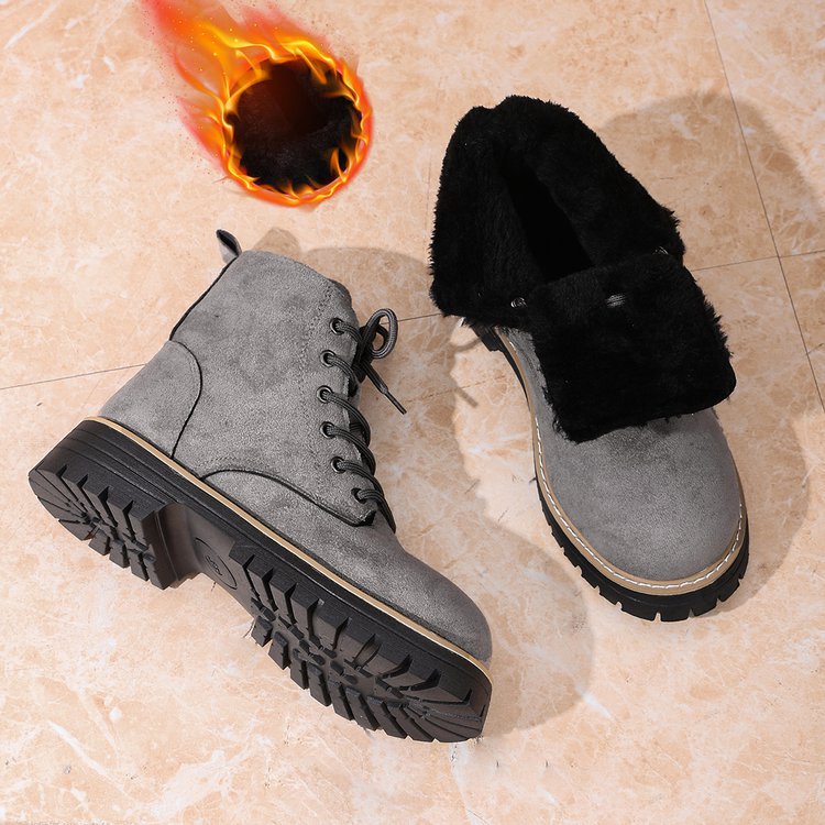 Women’s Lace-Up Suede Fleece-Lined Ankle Boots