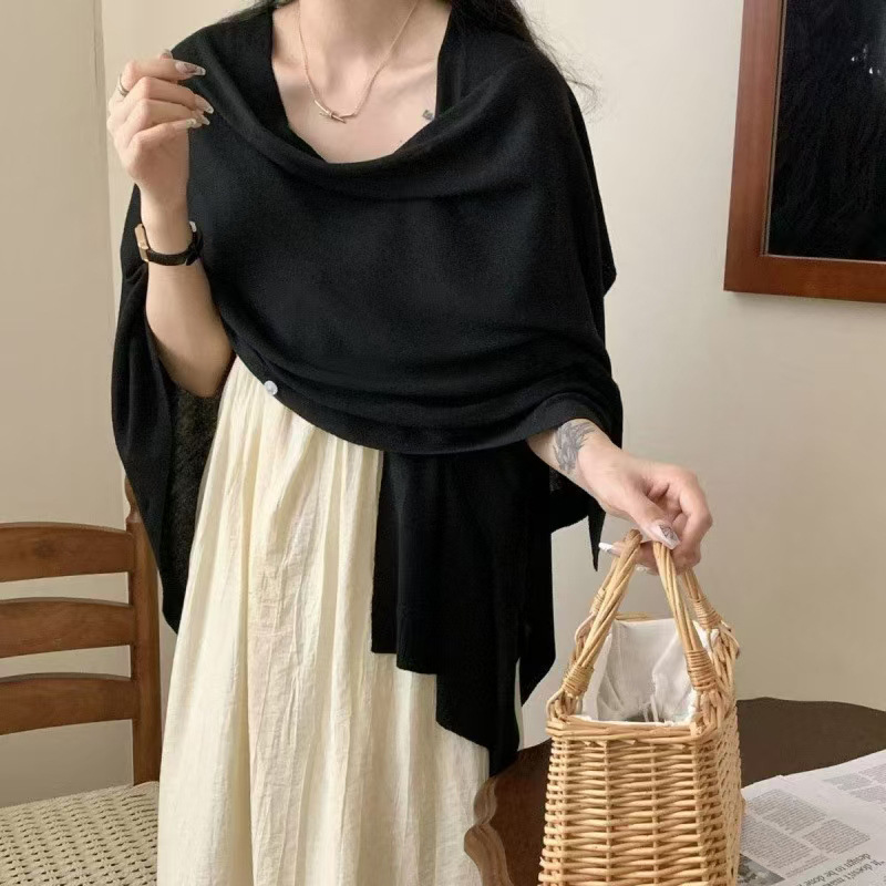 Blouse Travel Pure Color All-matching Cloak Fashionable Knitted Cardigan