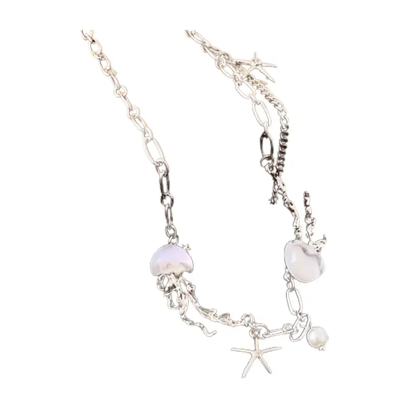 Cold Wind Pearl Jellyfish Starfish Tassel Necklace