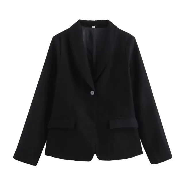 Spring And Autumn Loose Casual Dress Suit Jacket Black - Shop at LoveMi