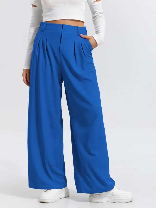 Women's Casual Loose And Elegant Wide leg Pants Blue - Shop at LoveMi