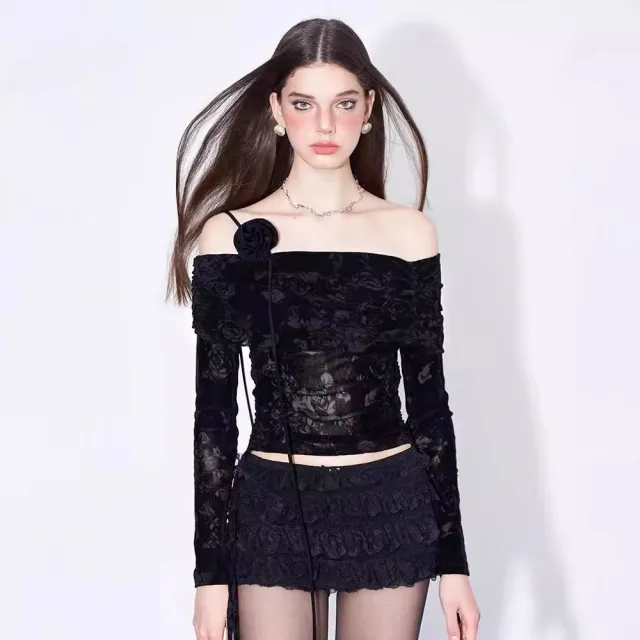 Double Lace A Line Cake Skirt Black - Shop at LoveMi
