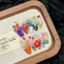 Island Elf Trendy Wearable Nails Featuring French-style 3D Floral And Insect Carvings view 4