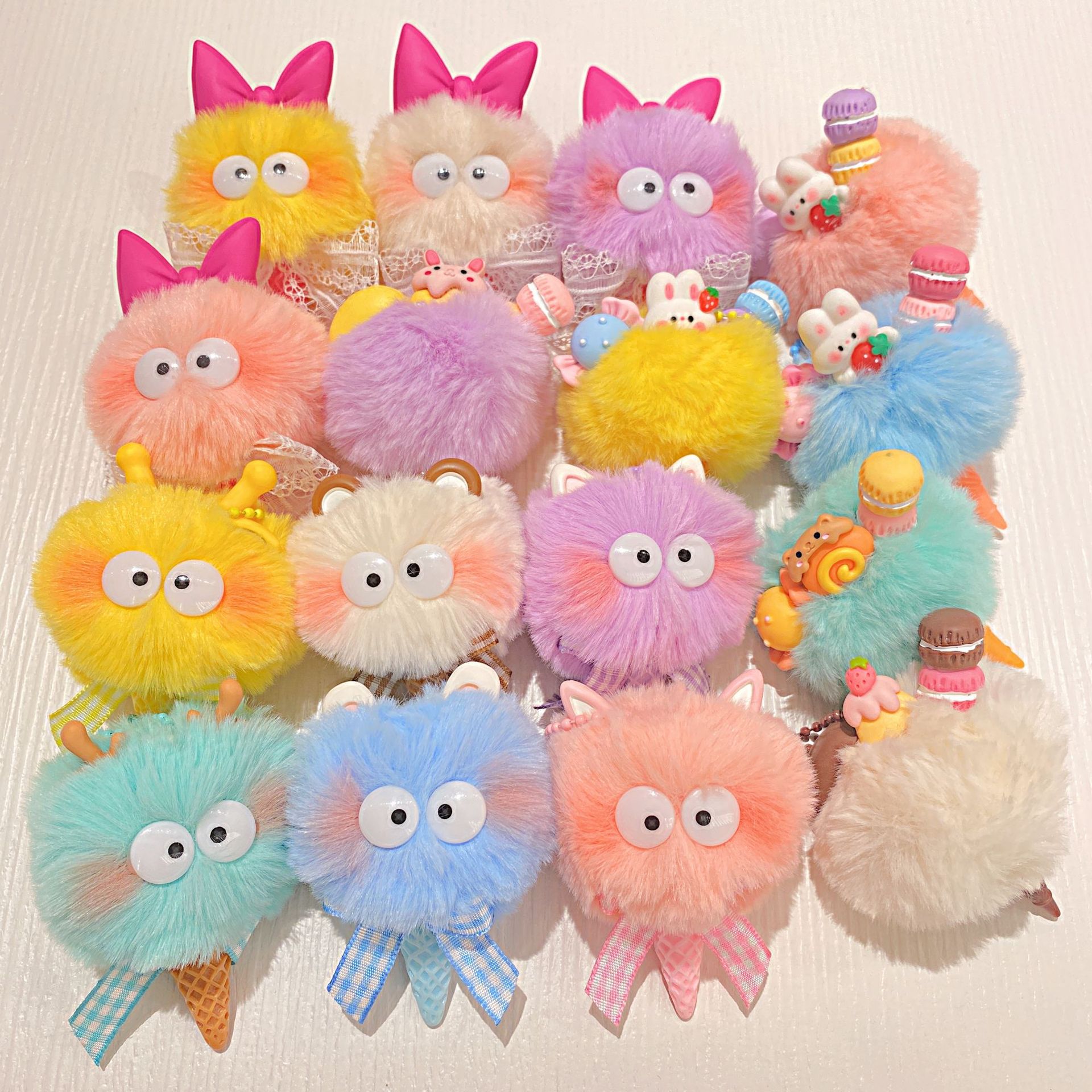 Plush Doll Pendant With A Cute Bow Keychain