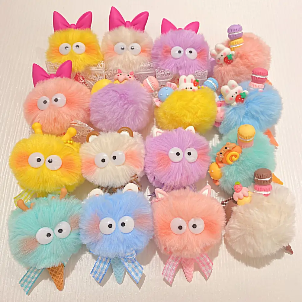 Plush Doll Pendant with a Cute Bow Keychain