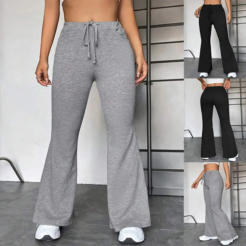 Stitching Yoga Exercise Pants Outdoor Casual Flared