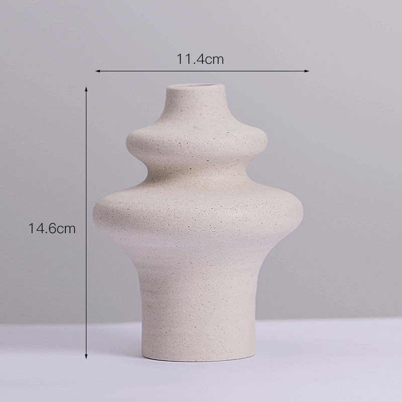 Creative Unglazed Matte-textured Threaded Ceramic Vase Home Decor Piece And Craf