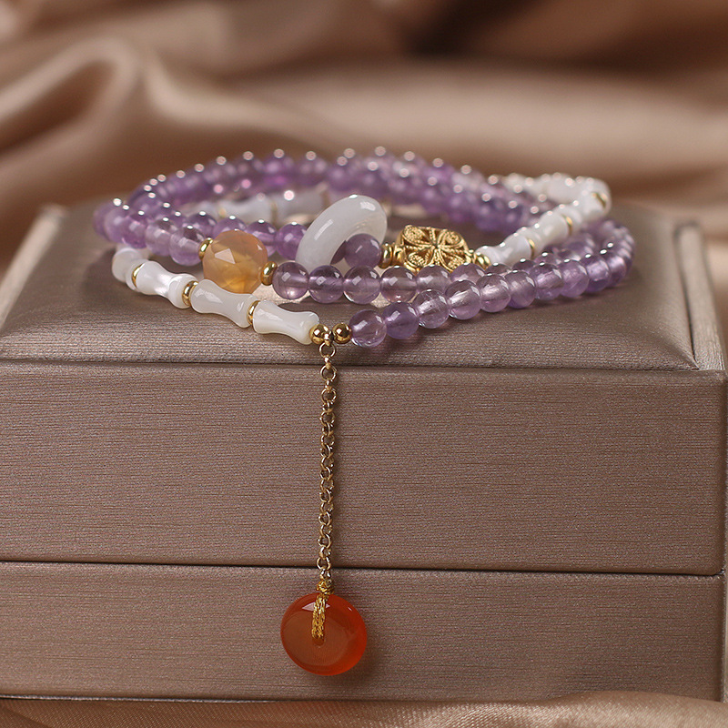 Natural Amethyst Shell Bamboo Bracelet Women's Light Luxury