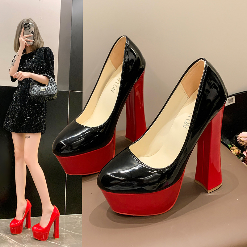 Plus-size Sexy Red-soled Chunky-heel High Heels