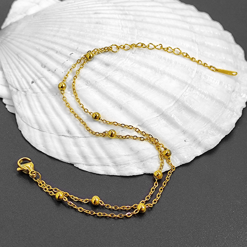 Gold Vintage Double-layer Bracelet For Women Titanium Steel Ornament