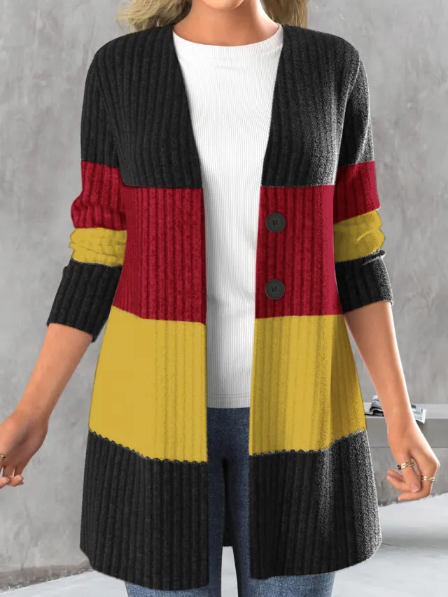 Women's Long sleeve Striped Bohemian style Jacket Red - Shop at LoveMi
