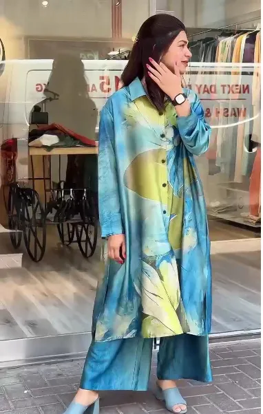 Women's Individual Casual Printed Shirt Blue Variegated - Shop at LoveMi