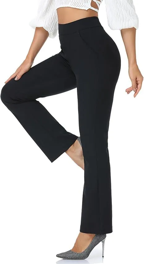 Women's High Waist Formal Wear Solid Color Casual Pants Black - Shop at LoveMi