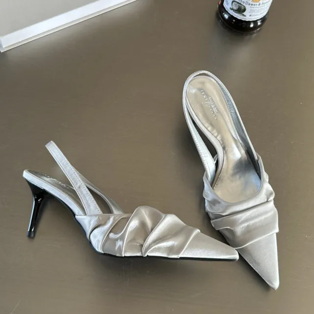 Women's Summer French Pointed Toe Strap High Heels Silver - Shop at LoveMi