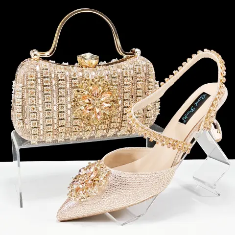 Sexy Women's Shoes and Bags Suit Drill Buckle Flower