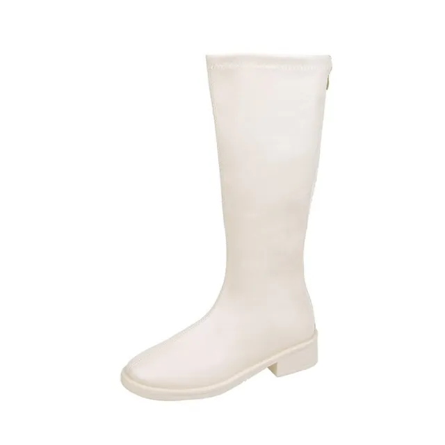 Korean Style Pure Color All matching Knight Boots Beige - Shop at LoveMi