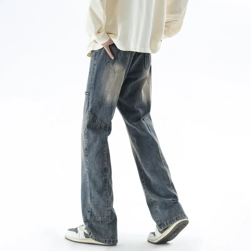 Men's American Retro Washed Logging Cargo Jeans