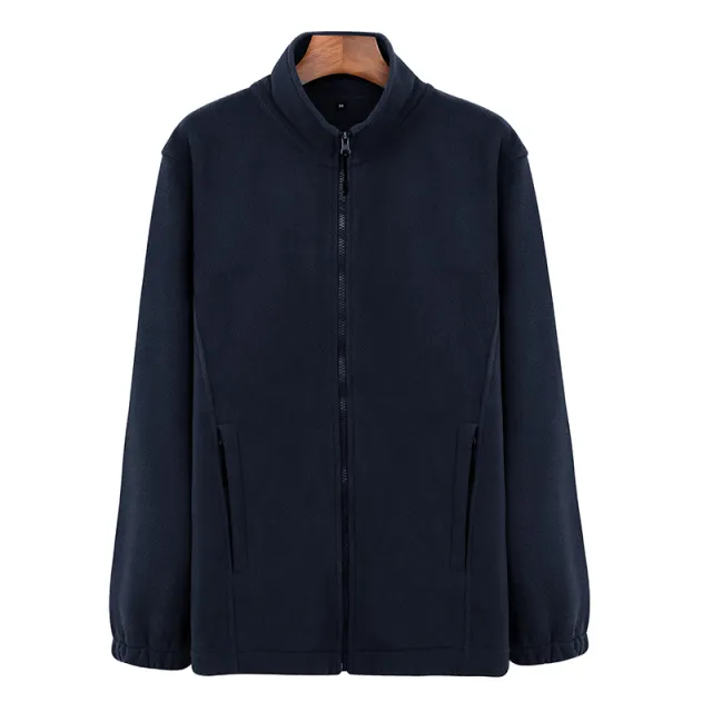 Winter Sports Zipper Polar Fleece Loose Sweater Coat Dark Blue - Shop at LoveMi